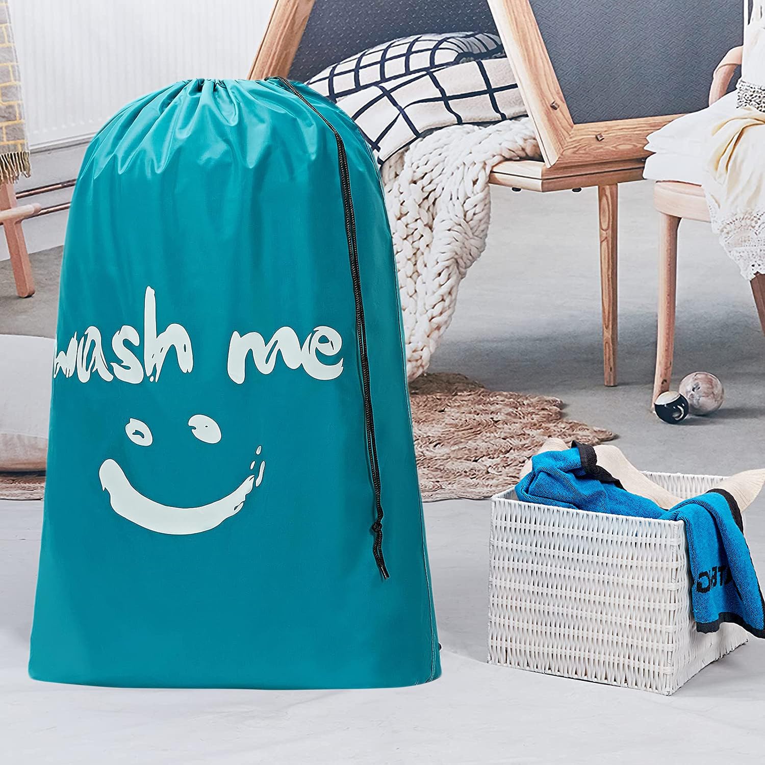 CJWLKJ 2-Pack XL Travel Laundry Bag, Machine Washable Dirty Clothes Organizer, Large Enough to Hold 4 Loads of Laundry - Image 2