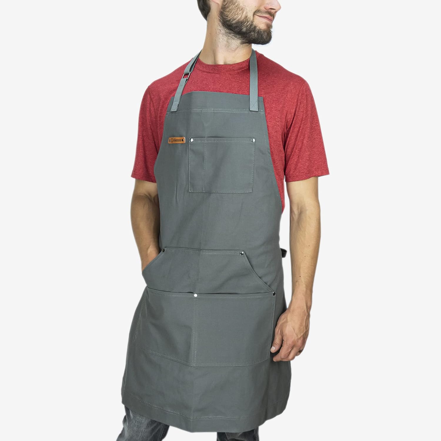 Chef Pomodoro Chef Apron for Men and Women - Kitchen Apron with Pockets & Adjustable Neck Straps - Cooking Apron 100% Cotton - Image 5