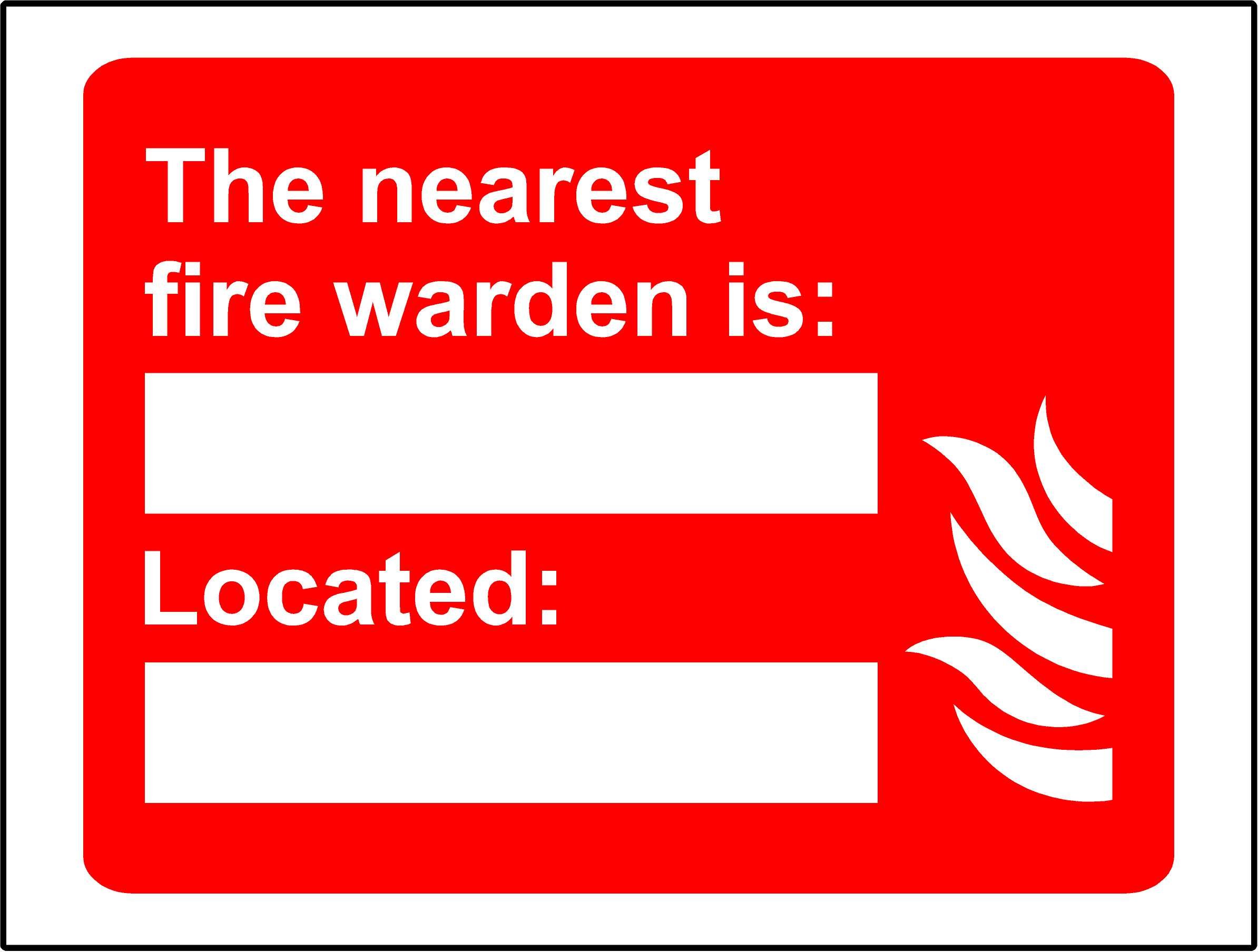 Kpcm Display Ltd The Nearest Fire Warden Is Located Safety Sign - 1.2Mm Rigid Plastic 200Mm X 150Mm