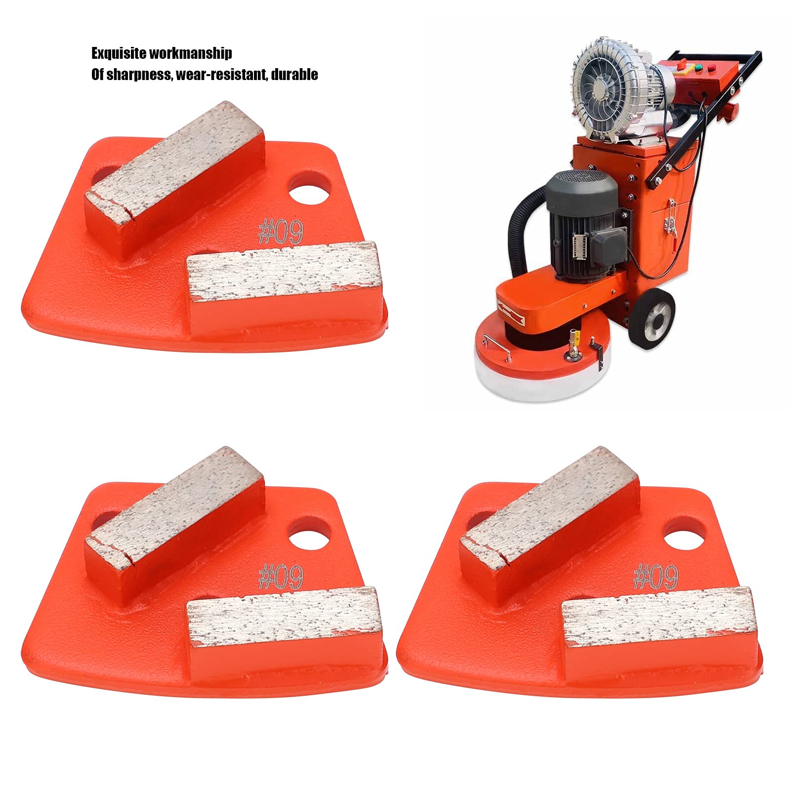 3 Pcs Trapèze Disque De Meulage 2 Longues Dents 30 Grit Haute Dureté Diamant Chaussures De Meulage Pour Béton Au Sol