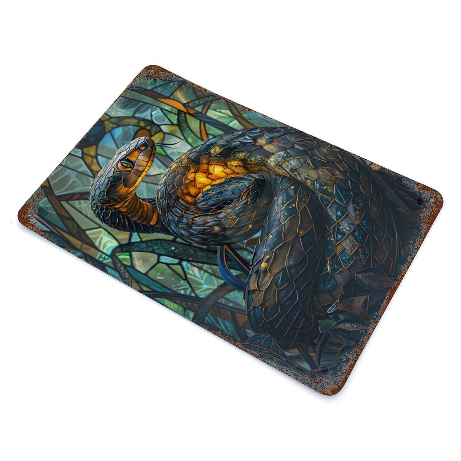 Fairytale Snake 11.8"x7.9" Decorative Tin Sign, Classic Wall Plaque for Cafe, Home Bar And Lounge Decor