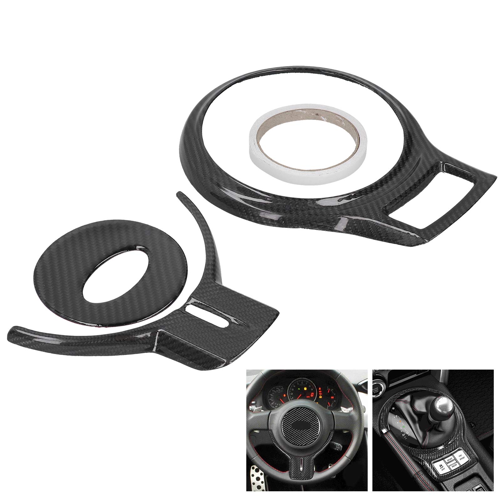 Cocoarm Wykończenie Kierownicy z Włókna Węglowego Zestaw Osłon Panelu Zmiany Biegów 3 szt. Peel and Stick Stylizacja Wnętrza Smooth Touch Fit dla Kierowców 86 GT FRS 2012 2015