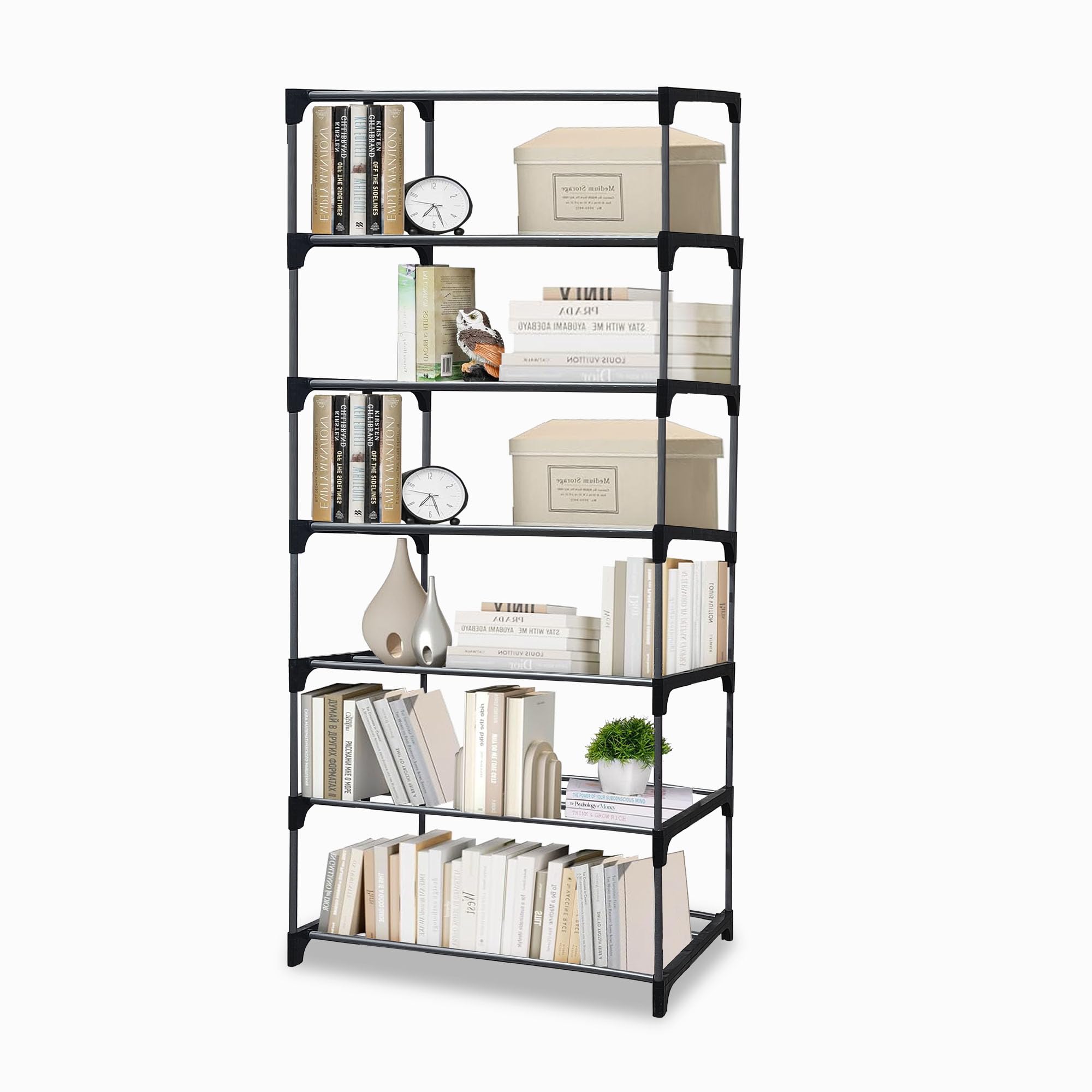 Urban Choice Book Shelf Rack Home Library Study (7 Shelves) Metal, Grey-image-30