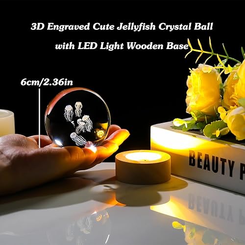 Miniatura 4 de Bola de cristal de medusa 3D de 2.36 pulgadas, regalos para mujeres, novia, bola decorativa de cristal K9, figura grabada de medusa, pisapapeles con