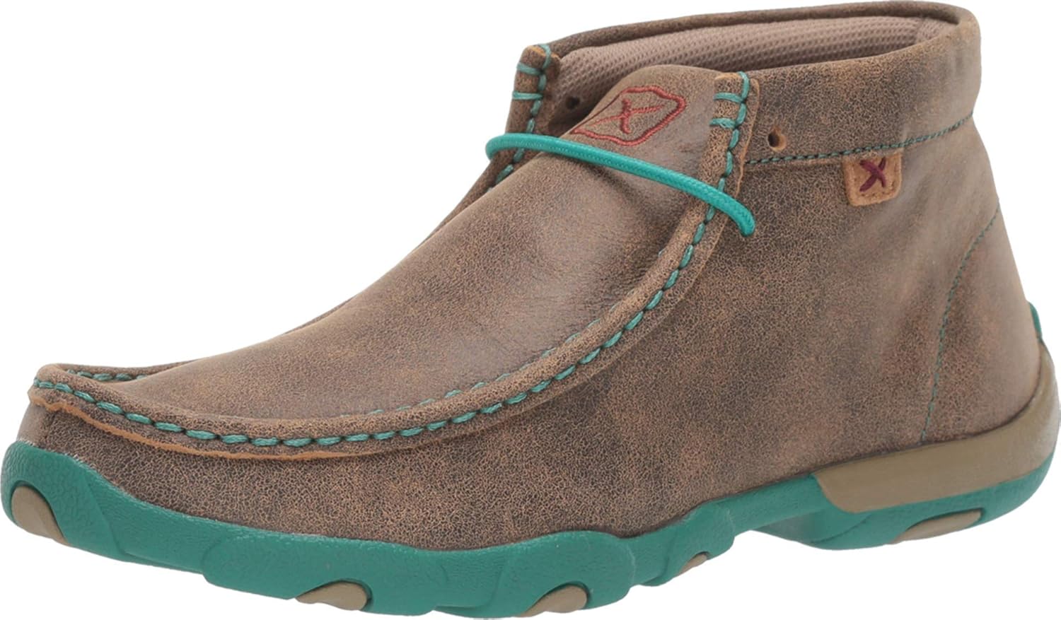 Twisted X Women’s Chukka Driving Moc, Bomber/Turquoise, 7.5(M)