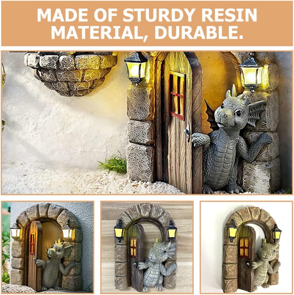 Holibanna Resin Dinosaurs Ornament 3D Dragon Wall Art Sculpture for Garden Tabletop Room Decoration 6.02X4.52X1.73 Inches Unique Hanging Wall Mounted Dinosaur Figurine