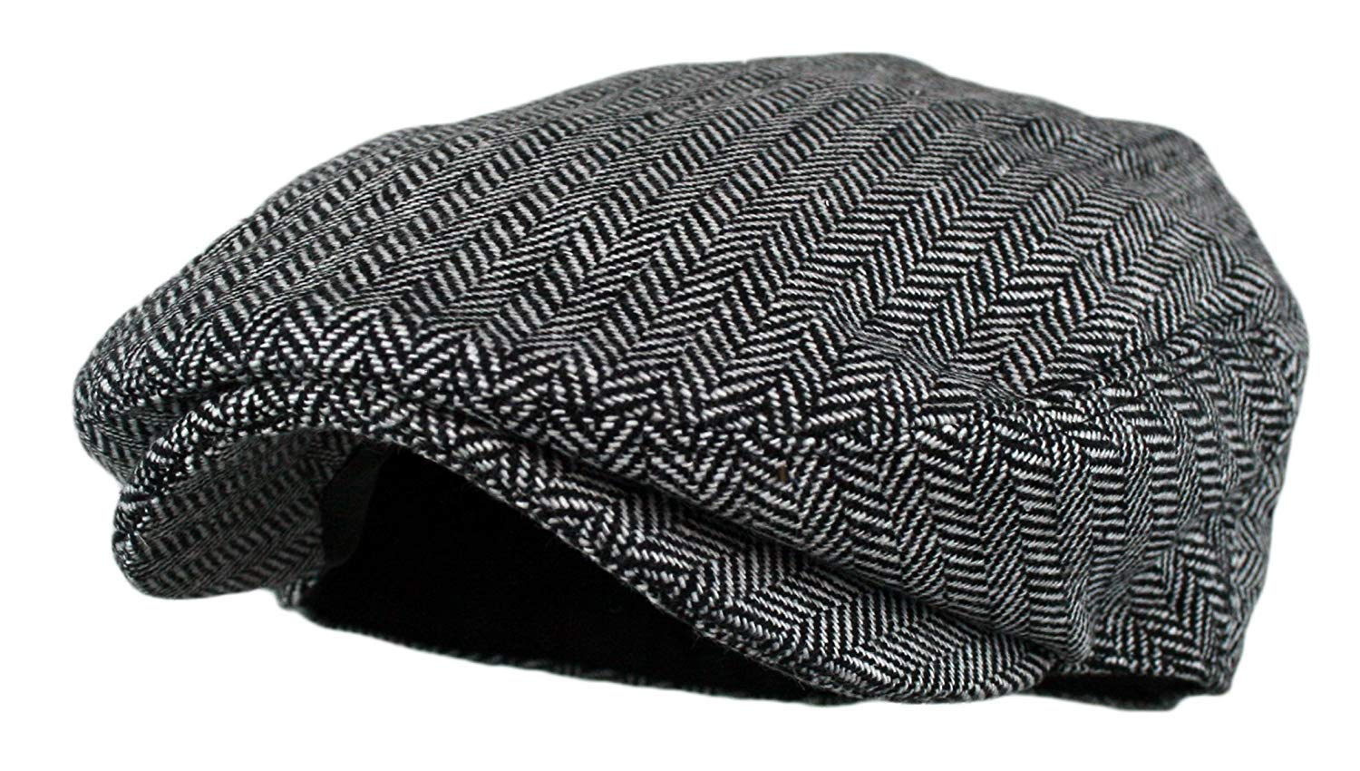 Wonderful FashionMen's Classic Herringbone Tweed Wool Blend Newsboy Ivy Hat (Large/X-Large, Charcoal)