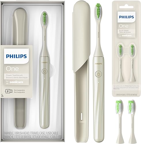 Philips One by Sonicare BD3002AZ - Cepillo de dientes recargable para nieve, paquete de cabezal de cepillo