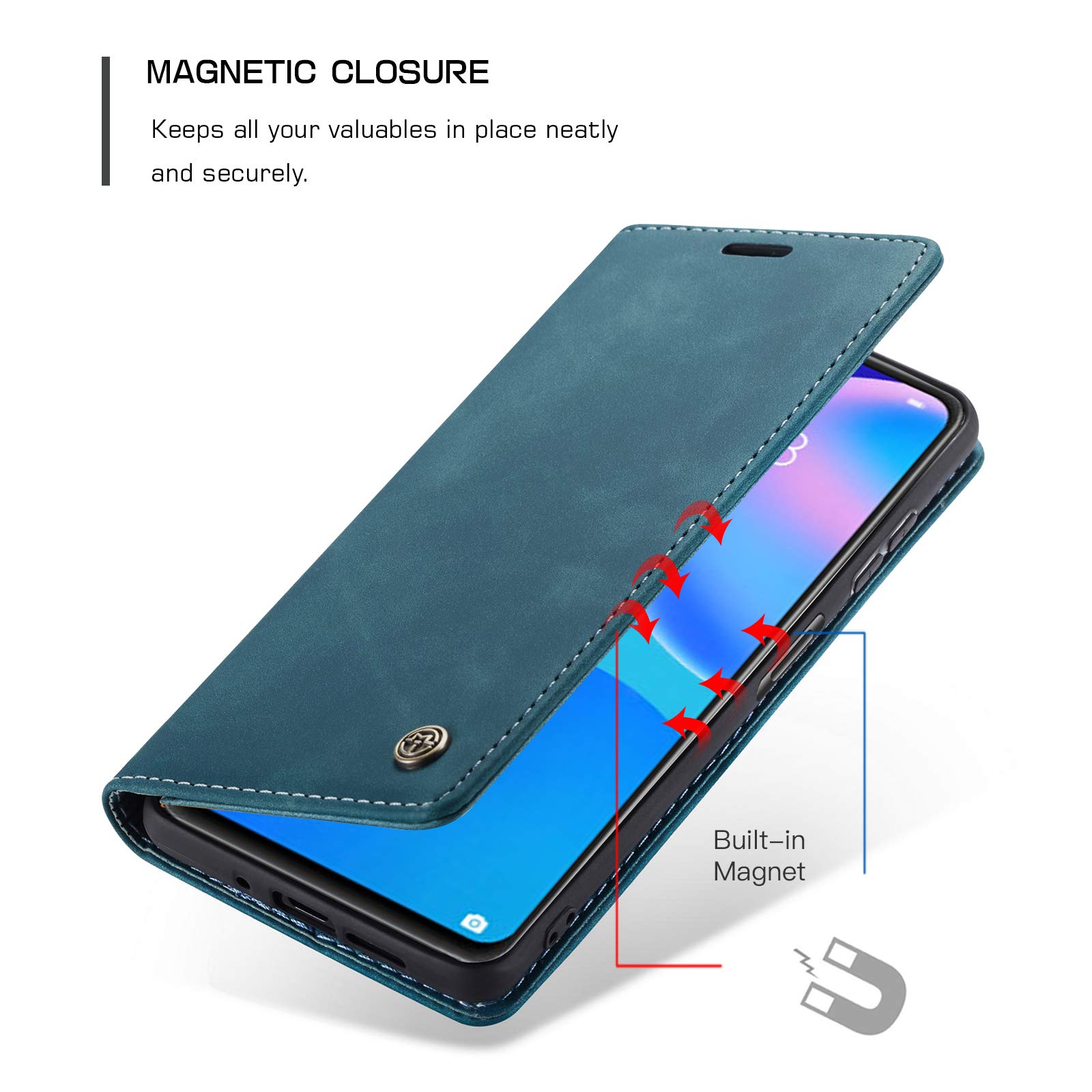 JayModCase Cover Flip In PU Per Huawei P Smart 2021 / Y7A, Custodia A Portafoglio Con 3 Slot, Supporto E Pellicola Protettiva Inclusa, Chiusura Magnetica, Nero - 2