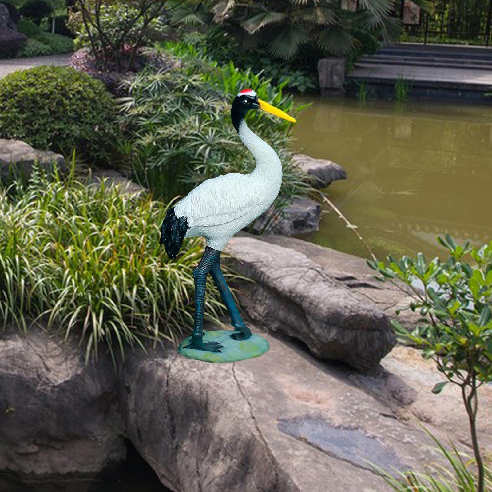 Statue da Giardino per Esterni, Sculture Decorative a Forma di Gru, Animali da Cortile, Miniature per Decorazioni da Giardino per Piscine, Laghetti E, 25 cm