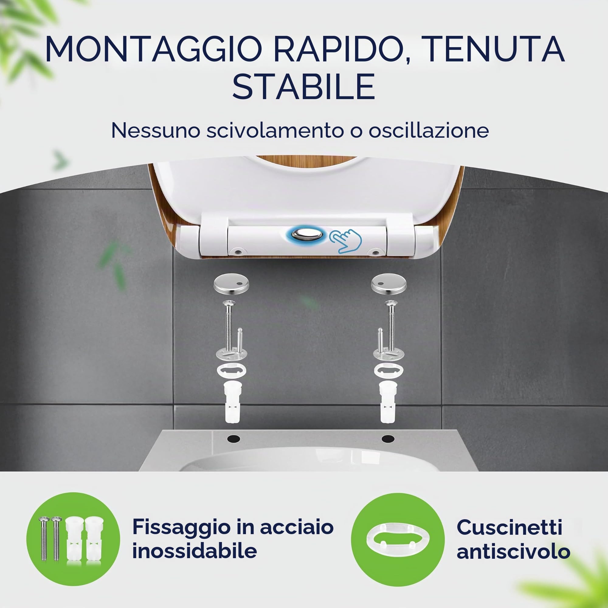 Casaria Copriwater Universale Doppia Chiusura Silenziosa Duroplast Antibatterico Montaggio Rapido