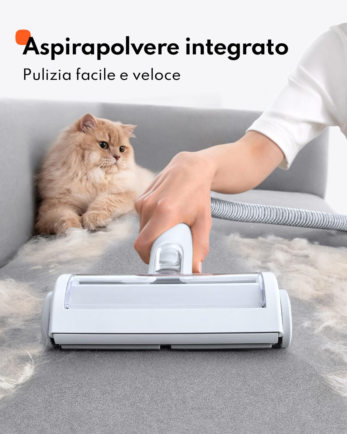 Homerunpet Toelettatura e Aspirazione a Vuoto per Animali Domestici, 12000 Pa Ultra Silenziosa Tosatrice per Cani e Gatto Professionale, Aspira Peli per Cani con 6 Strumenti, 1,85L