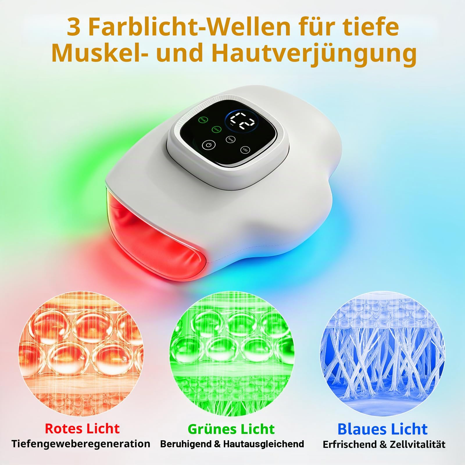 Handmassagegerät, Hand Massagegerät mit 3D-Luftkompression | LED-Licht, Thermotherapie, Wireless, Elektrisch, Entspannung für Hand & Finger, Arthritis, Karpaltunnelsyndrom, Handmassage