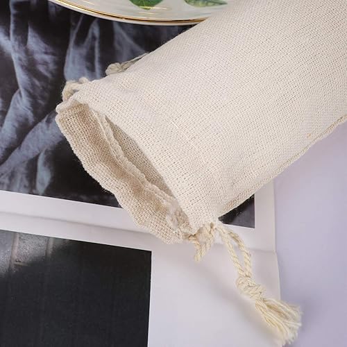 Miniatura 7 de BESTonZON 10 piezas de algodón y lino bolsa de transporte con pajita, cubiertos, tenedor, cuchara, bolsa de transporte portátil para pajitas de beber