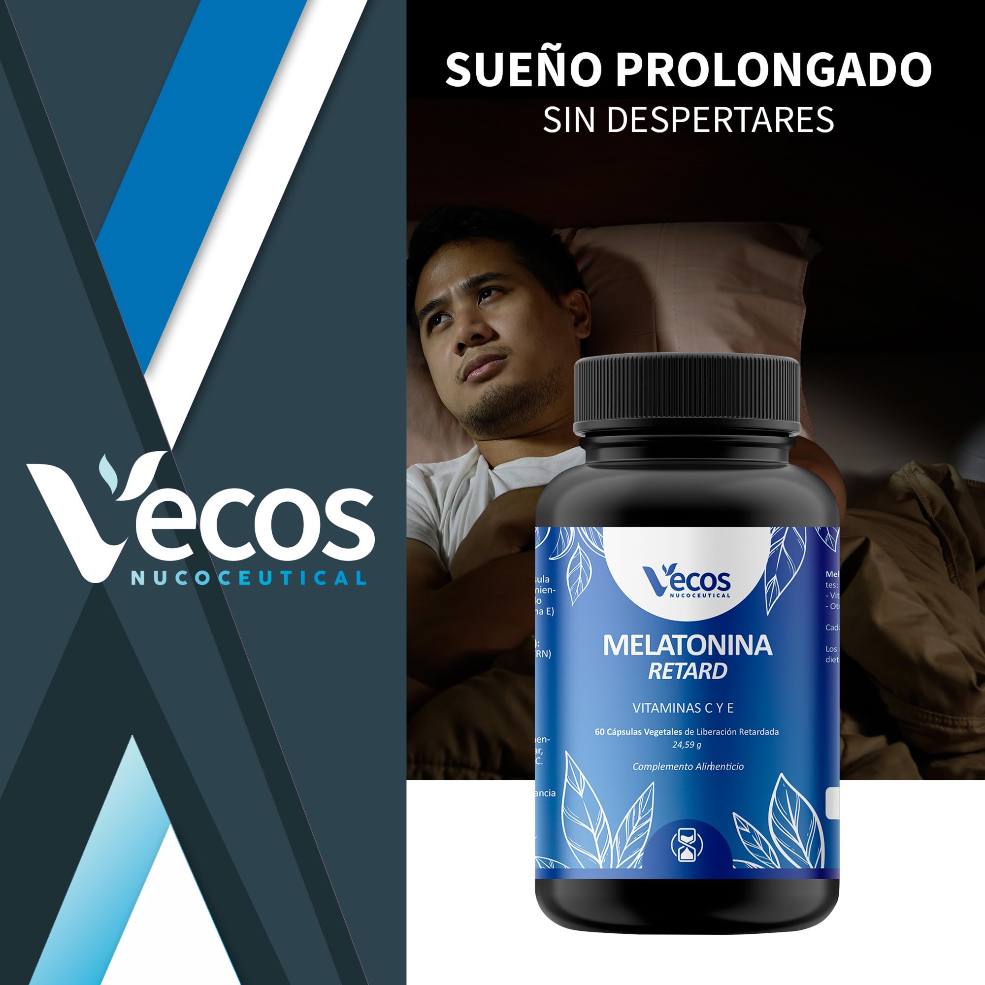 Melatonina Pura de Liberación Retardada para Dormir Bien toda la Noche - Ayuda a Regular el Ciclo Natural del Sueño - Efecto Inmunoestimulador