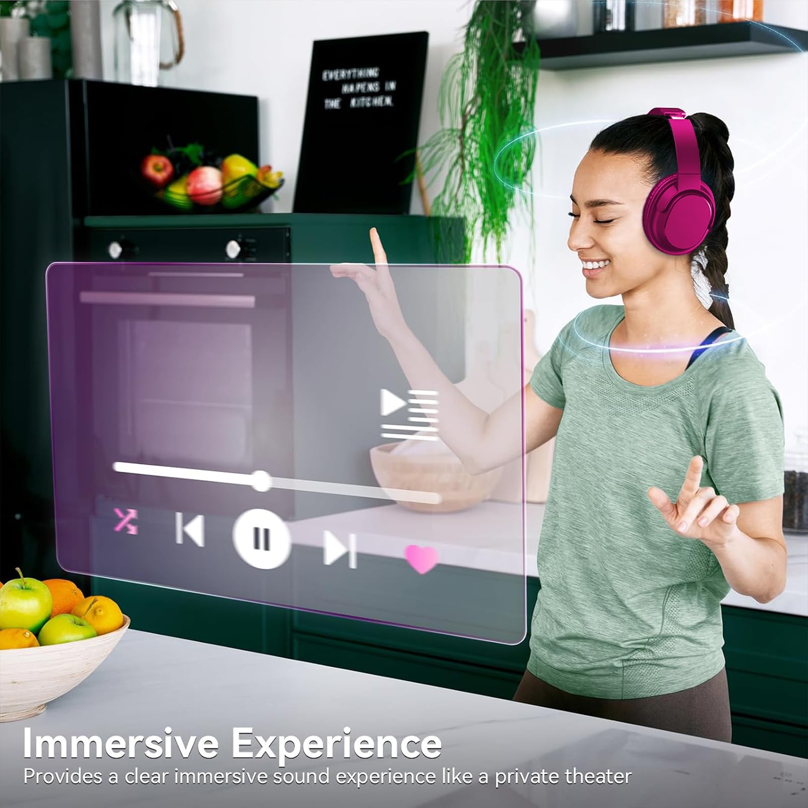 SKYCOMET Casque sans fil avec suppression du bruit AI, casque sans fil avec micro pour le travail et le centre d'appels (65 heures de lecture, bouton muet) – Noir