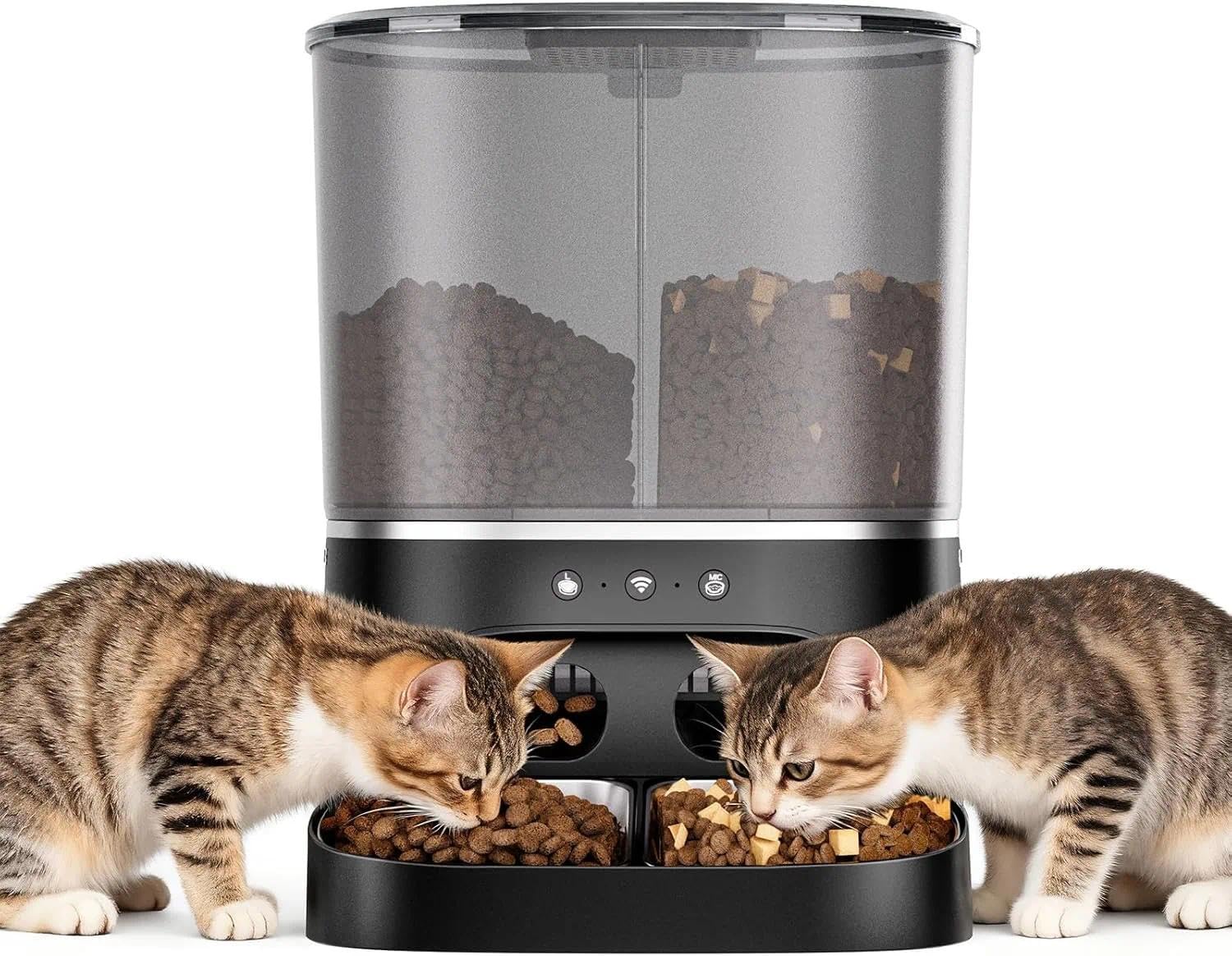Futterautomat Katze, 2 Näpfe automat Katzenfutter mit APP