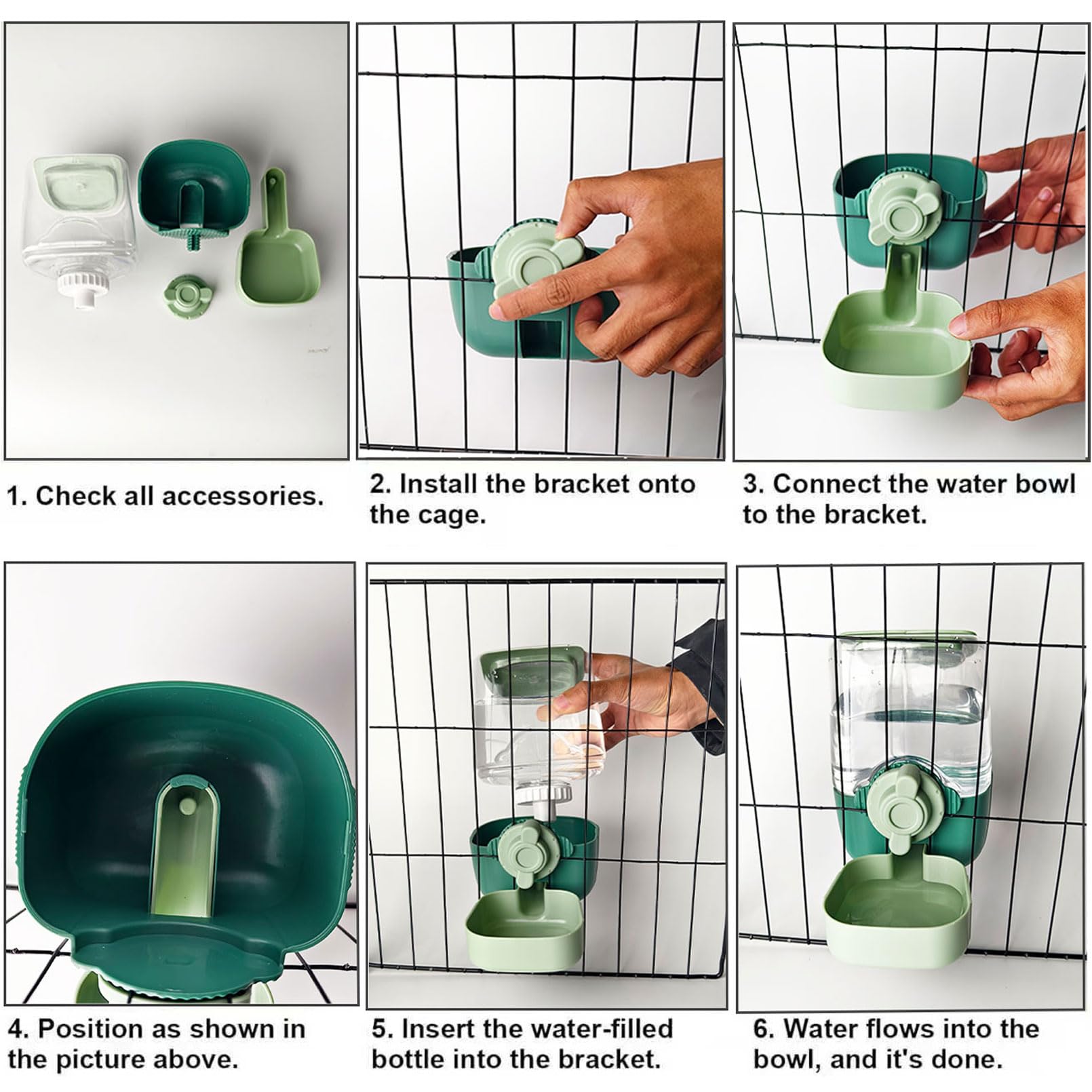 Pet Hanging Automatic Feeders Drinking Bowls (Green)