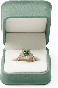 Velvet Ring Boxes Jewelry Gift Box Ring Holder Case for Birthday, Proposal, Engagement, Wedding, Valentine's Day(Green)