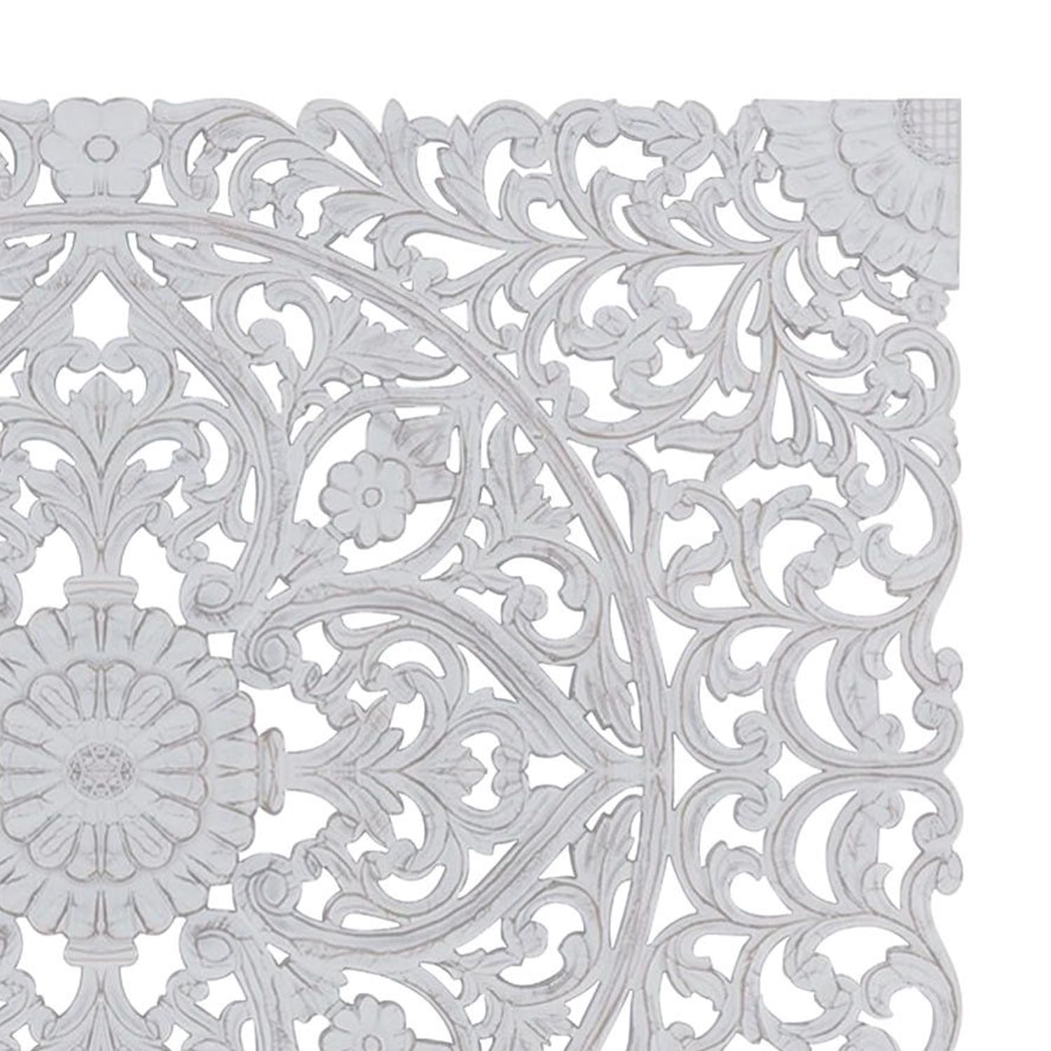 Menzzo Tête de Lit Serena 180 cm Bois Blanc Sculpté – Design Chic Style Classique Moderne – Décoration Chambre Adulte Élégante Lit Double 180x200 cm