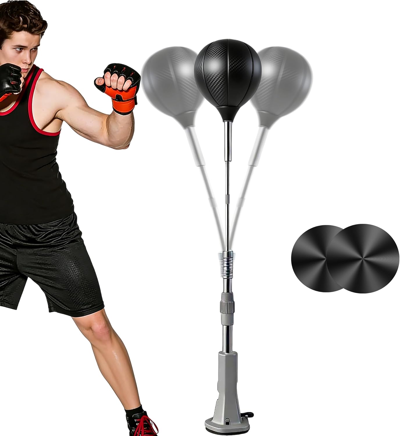 Speed Punching Bag with Stand(Rubber Mat), Vacuum Suction Base Adjustable Reflex Ball for Kids Teens Adults, Home Office Boxing Training Equipment for Stress Relief Workout for Boys