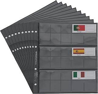 10 Prophila Münzhüllen für 3 komplette €-Kursmünzensätze mit je 8 Münzen, mit 10 schwarzen Karton-Zwischenbl. + 23 Flaggen