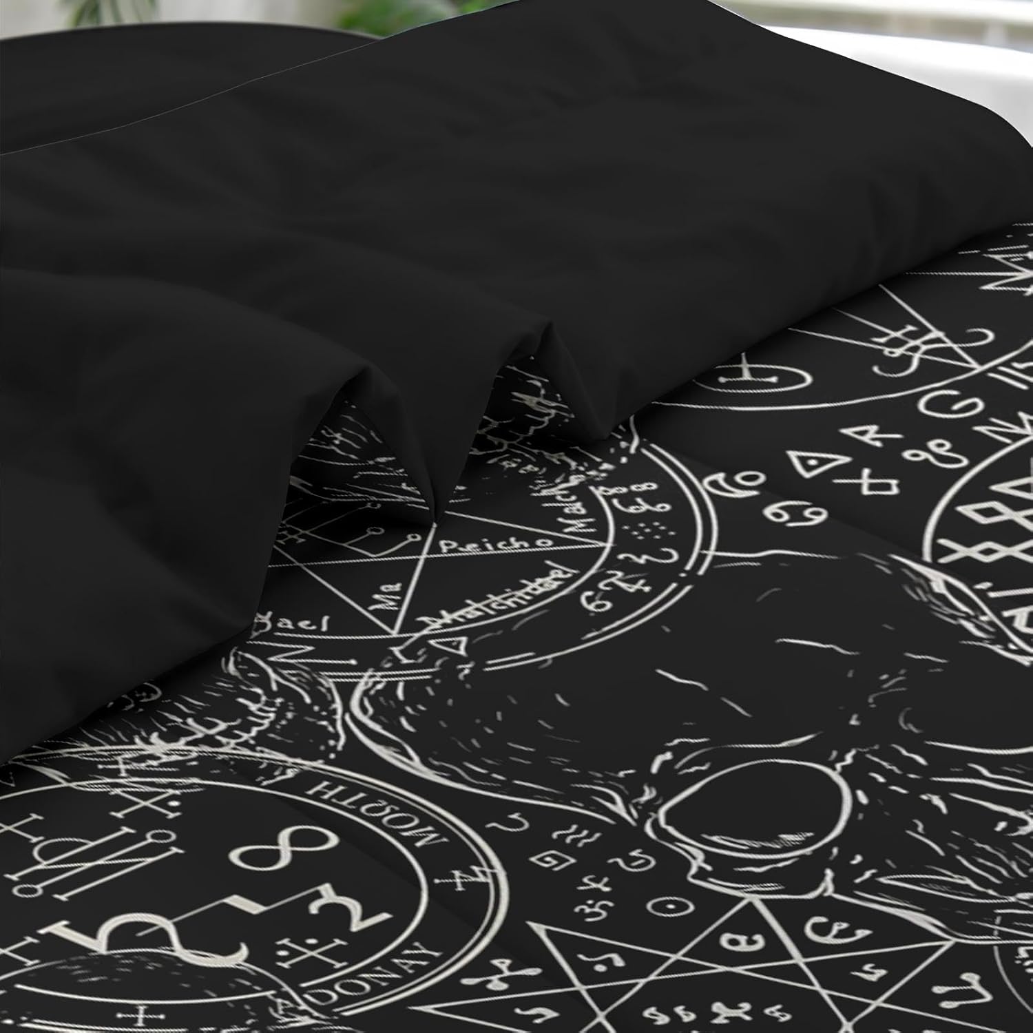 Comforter Set Queen Size, Pentagram Retro 7 Pcs Bedding for Kids and Adults, Halloween Vintage Bed Sheet Sets with Fitted Sheet 2 Pillowcases & 2 Shams for Bedroom Bed Decor - Image 5
