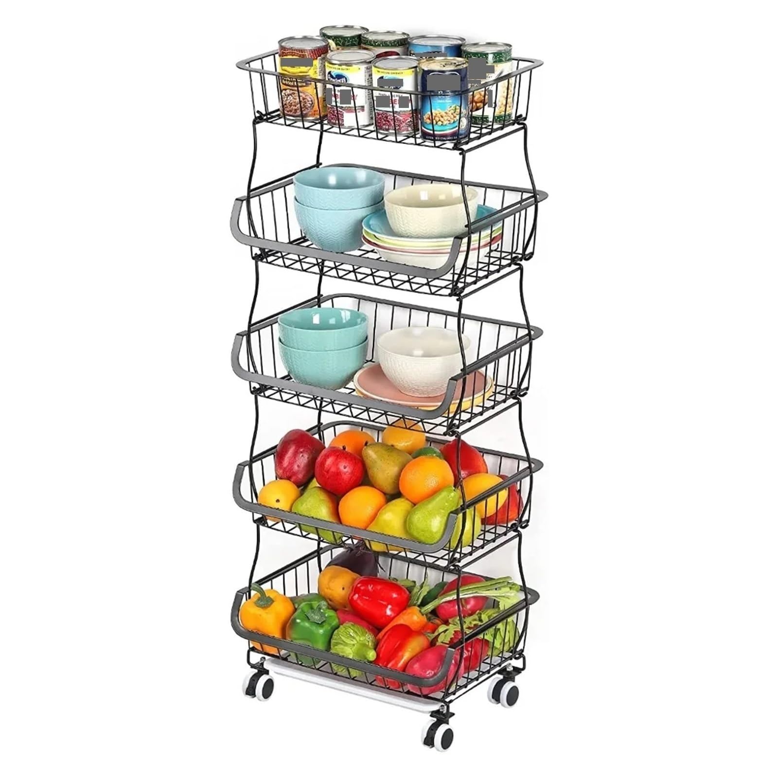 Cocina Supporto for cestello portafrutta a 5 livelli, carrello da cucina, for verdure Estante de almacenamiento