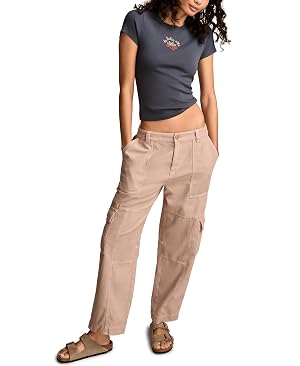 Lucky Brand Womens Straight Leg Slub Cargo Pant