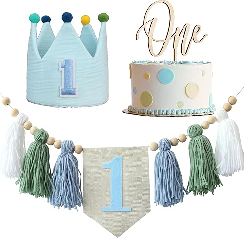 Vista 68 de Juego de decoración de primera fiesta con diseño de margaritas bohemias para silla de bebé, decoración de primera fiesta con adorno de pastel hecho