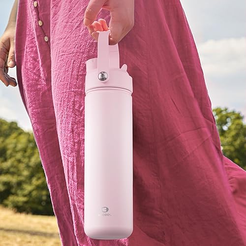 Miniatura 1021 de ENCOOL Botella de agua aislada con popote, de acero inoxidable, a prueba de fugas, sin BPA, al vacío de doble pared que se mantiene fría durante 24