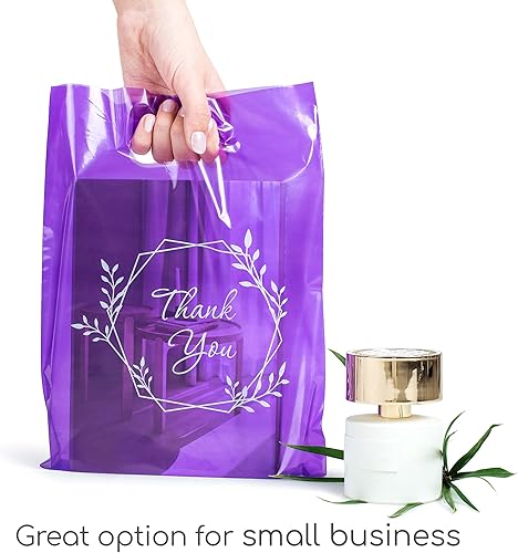 Miniatura 54 de 100 bolsas de 1.5 mil de grosor, 9 x 12 pulgadas, bolsas de agradecimiento con asas extragruesas perfectas para mercancía, pequeñas empresas y venta