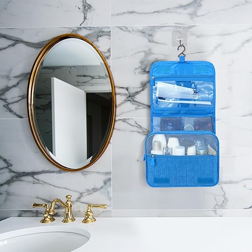 Miniatura 6 de Bolsa de aseo de gran capacidad con gancho para colgar para hombres y mujeres, bolsa de cosméticos de viaje impermeable, bolsa de almacenamiento de
