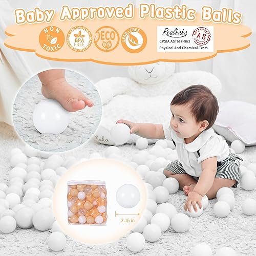 Miniatura 3 de Realhaha Pelotas de piscina para bebés, temática oceánica, paquete de 100 unidades, crea una aventura submarina para tu pequeño