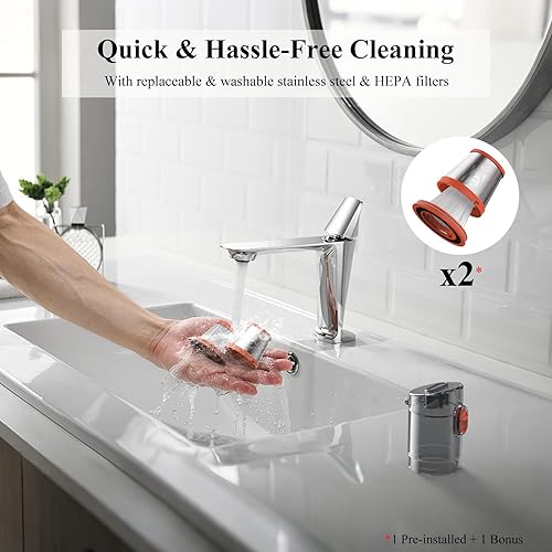 Miniatura 7 de Minthouz Aspiradora portátil sin cable, 3 en 1, succión fuerte que combina aspiración, soplado y bombeo, filtros HEPA, ligero para automóvil, hogar,