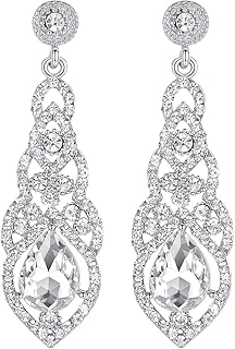 Best Teardrop Crystal Chandelier Dangle Earrings for Women in Silver Gold Black Champagne Red Review 