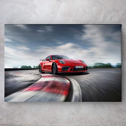 Miniatura 5 de "AWESOMETIK" Porsche 911 GT3 - Lienzo decorativo para el hogar. Listo para colgar. Fabricado en Estados Unidos (24 x 18 pulgadas envuelto en galería)