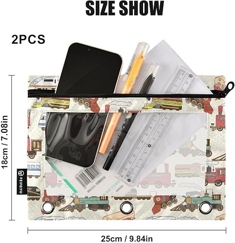 Miniatura 3 de Carpeta infantil de tren, moderna, vintage, resistente para carpetas de 3 anillas, funda de suministros de escritorio de oficina, soporte para