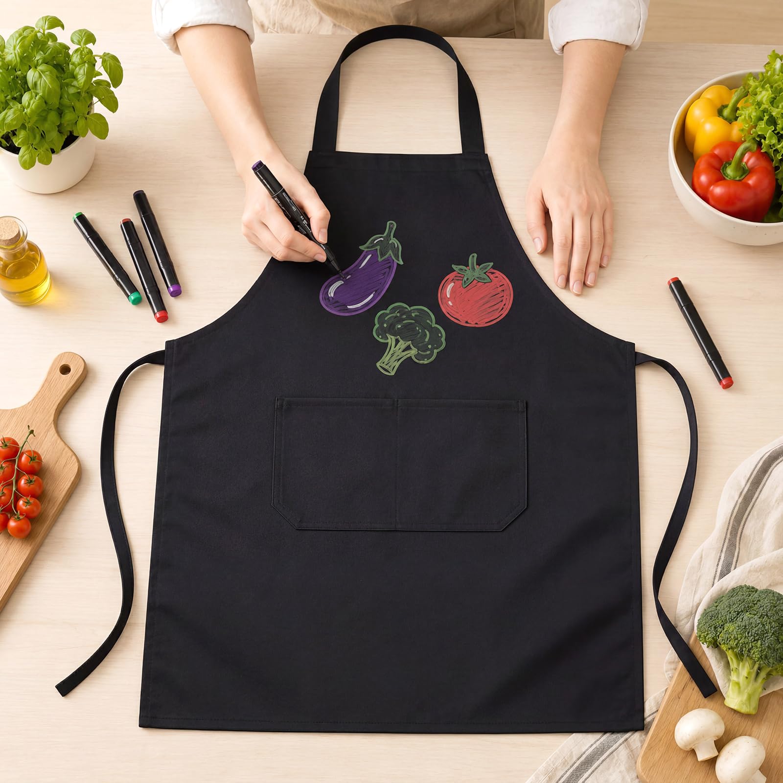 Syhood 18 Pack Bib Apron Bulk Unisex Plain Adjustable Apron with Pocket for Chef Cook Craft Kitchen Painting(Black)