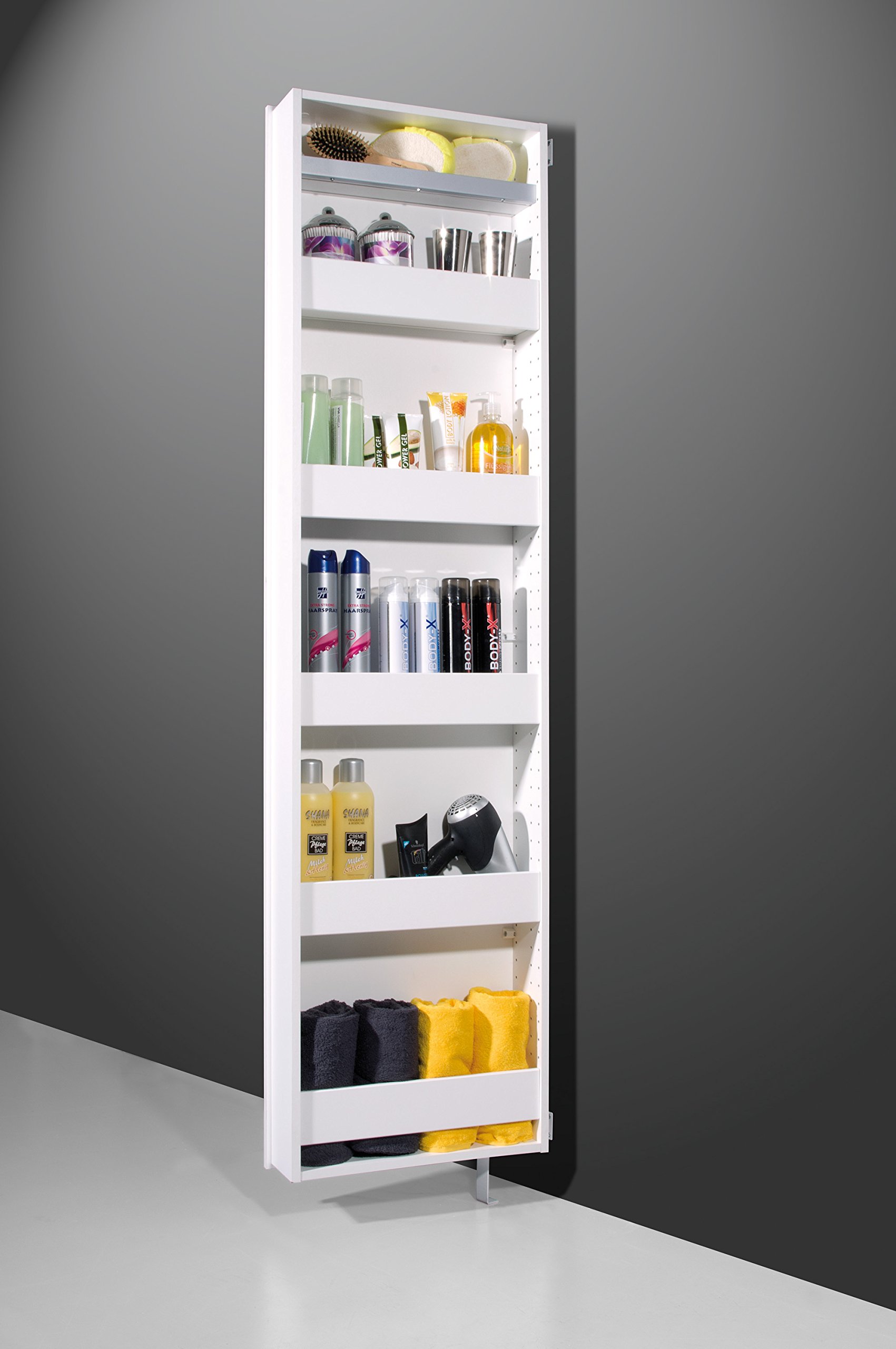 Germania Drehschrank 1189-84, in Weiß, mit verspiegelter Front, 50 x 195 x 18 cm (BxHxT)
