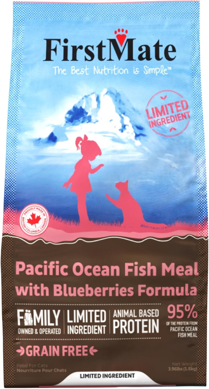 FirstMate Dry Cat Food – Pacific Ocean Fish Meal with Blueberries Formula – Grain Free Limited Ingredient Recipe for Cats & Kittens, All Life Stages – 3.96 lb Bag