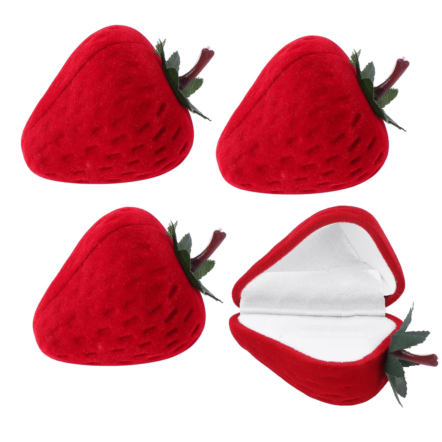 Boîtes bagues mariage velours rouge fraise écrin cérémonie