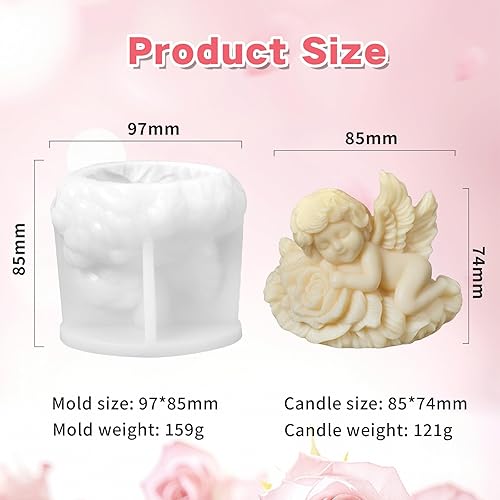 Vista 2 de Moldes de silicona para velas de ángel rosa, molde de fundición de resina para hacer velas de bricolaje, yeso de arcilla polimérica