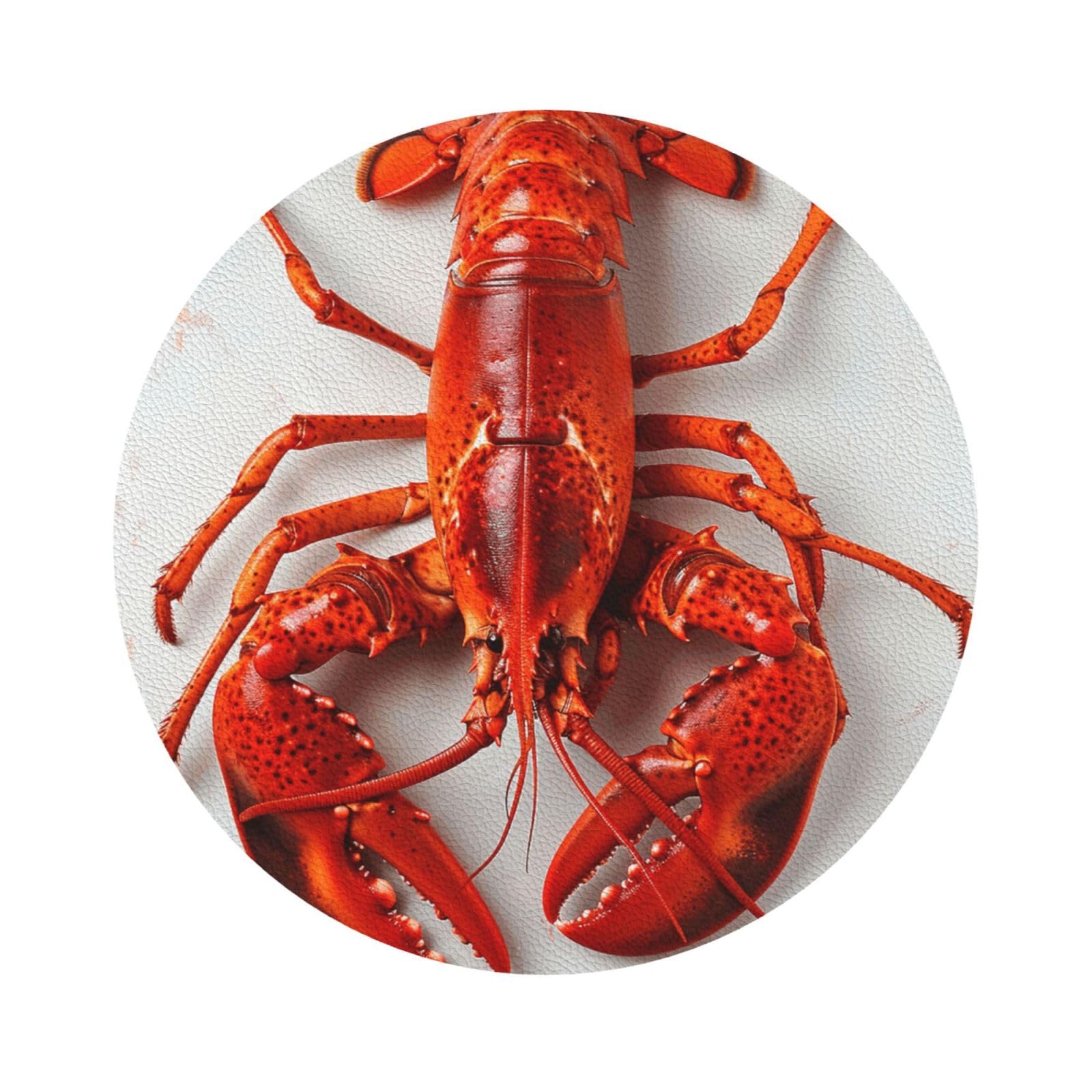 Lobster Print Leather Coaster Set of 6, Round Shape Coasters Table Decorative Coffee Cup Beverage Coasters Wine Beer Bar Coasters for Hot Drinks Table Protection