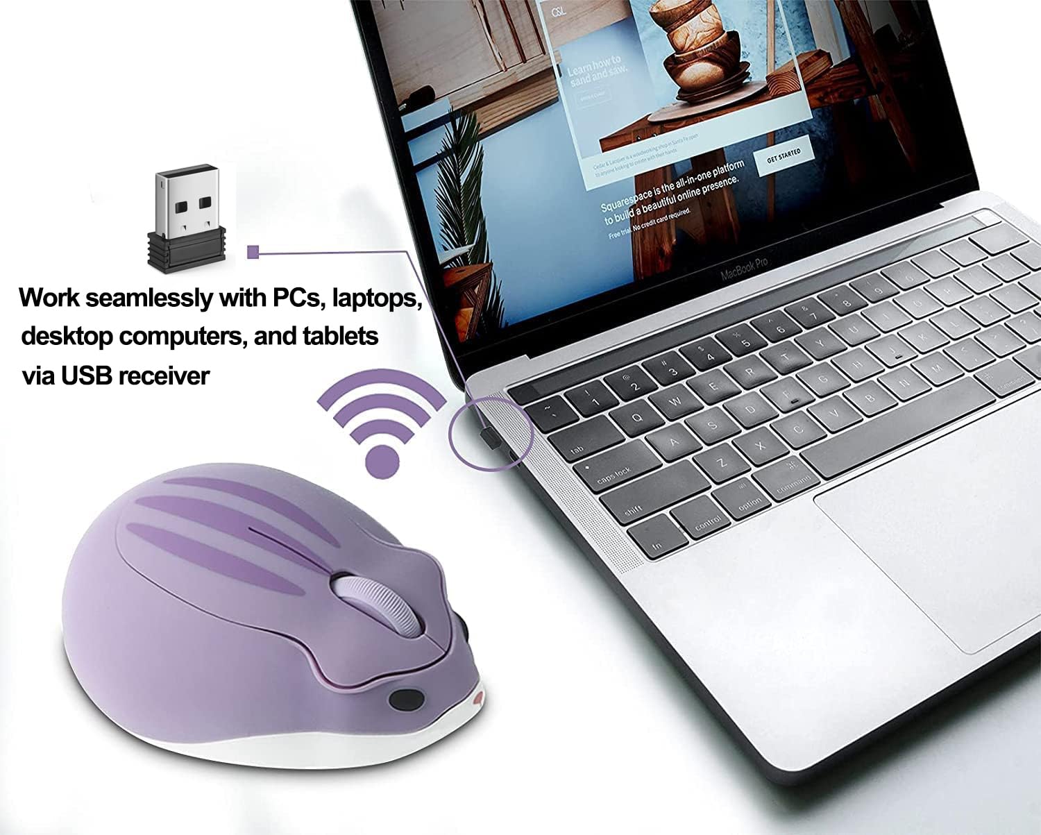Kabellose Maus, niedliche Hamsterform, weniger Lärm, tragbar, mobil, optisch, 1200 dpi, USB-Maus, schnurlose Maus für PC, Laptop, Computer, Notebook, MacBook, Kinder, Mädchen, Jungen, Männer, Frauen,