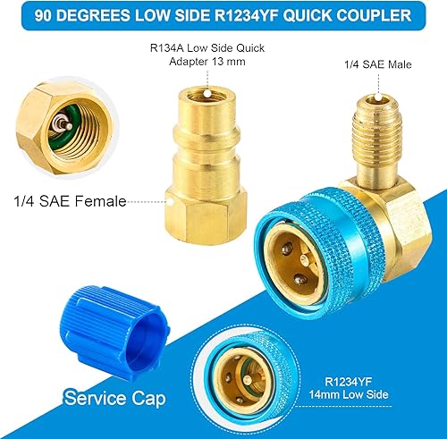 Miniatura 2 de Kit de acopladores rápidos R1234yf, adaptador de acoplador rápido R1234YF a R134A, acoplador rápido de lado altobajo, adaptador de manguera de carga