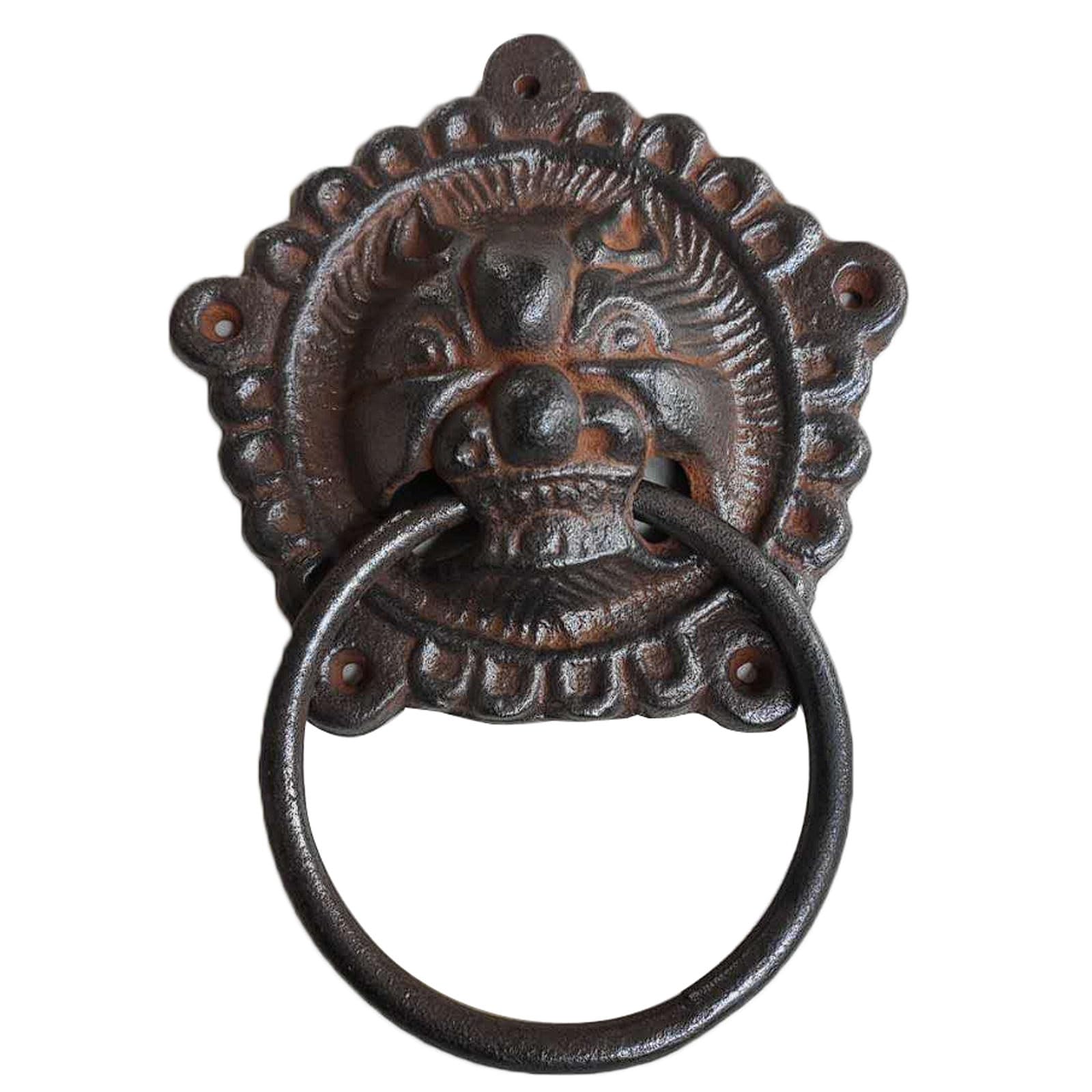 Heurtoir de porte tête de tigre en fer forgé poignée vintage fonte