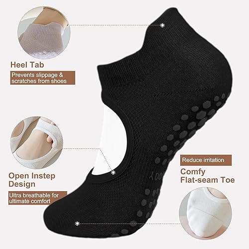 Miniatura 4 de Purplepig 3 pares de calcetines antideslizantes de yoga para mujeres, pilates, barra pura, entrenamiento descalzo, embarazo, hospital