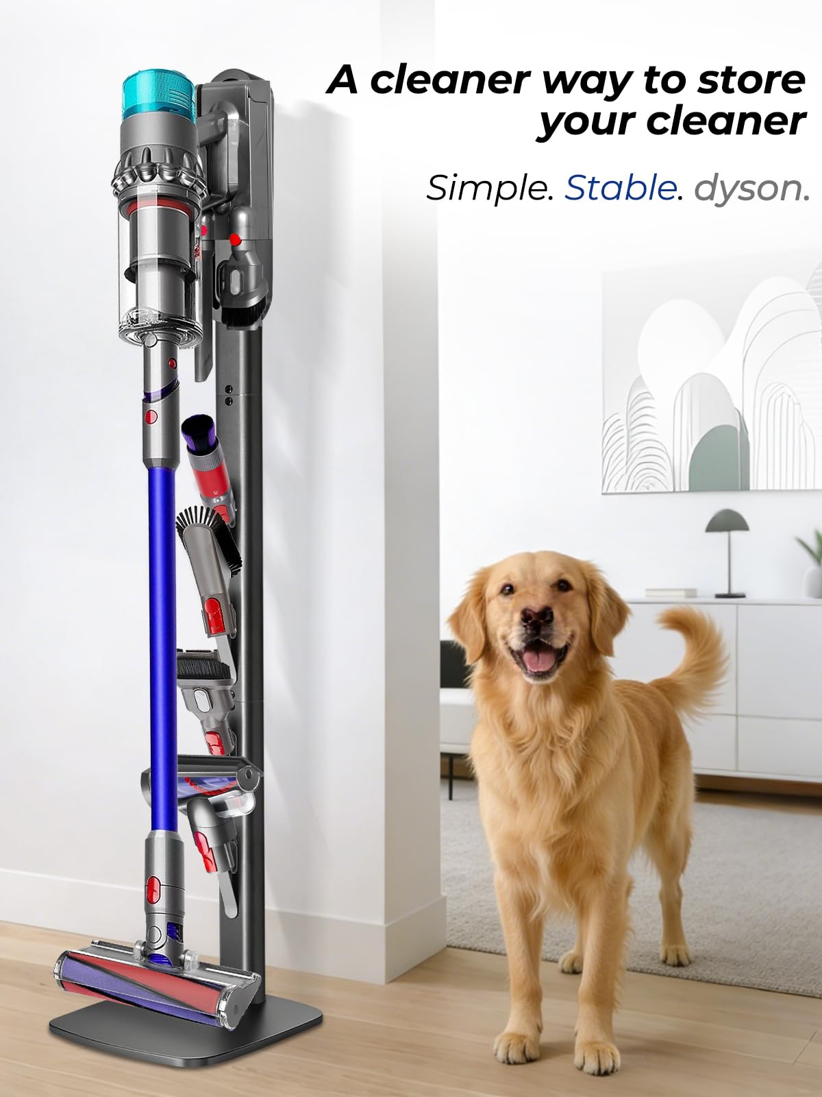 Vacuum Stand for Dyson V16 Gen5 V15 V12 V11 V10 V8 V7 V6 – Stable Metal Holder w/Hidden Cord Management & 4 Hooks, Storage Rack for Dyson Cordless Vacuum & Accessories, Easy Assembly, Dark Gray thumbnail 16