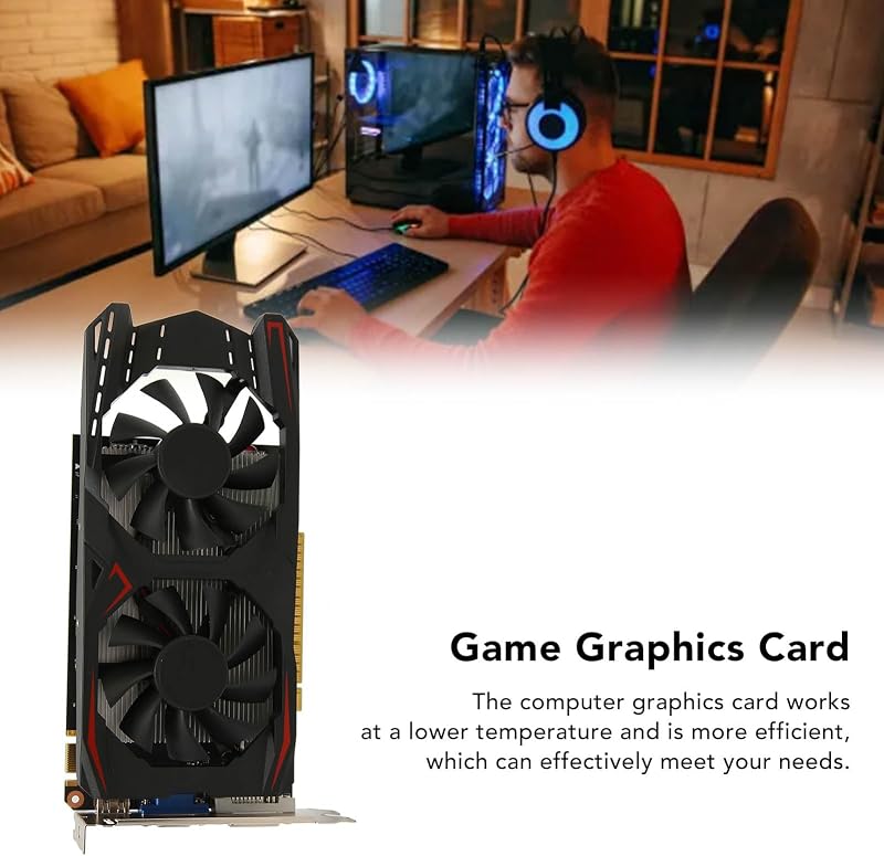 VBESTLIFE GTX1050Ti 4GB DDR5 Grafikus Kártya Asztali PC-hez Dual Fan